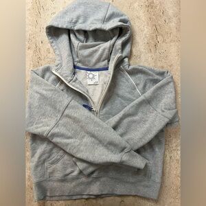 Aerie Offline 1/2 Zip Cropped Gray Hoodie Size Medium